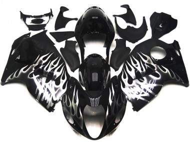 1997-2007 Negro Brillante Con Plata Llama GSXR 1300 Carenado