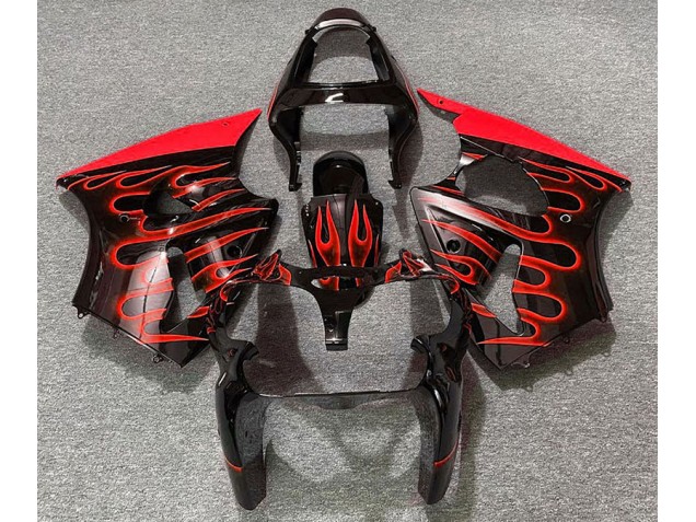 2000-2002 Negro Brillante & Rojo Llama ZX6R Carenado