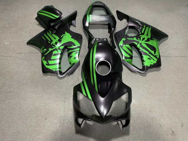 2001-2003 Cráneo Negro Mate & Verde CBR600 F4i Carenado