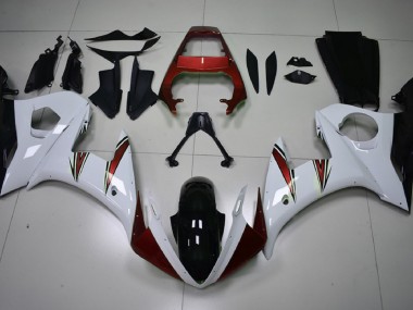 2003-2004 Acentos En Blanco Brillante & Rojo R6 Carenado