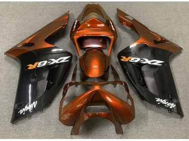 2003-2004 Naranja Brillante & Negro ZX6R Carenado