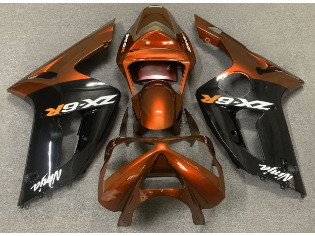 2003-2004 Naranja Brillante & Negro ZX6R Carenado