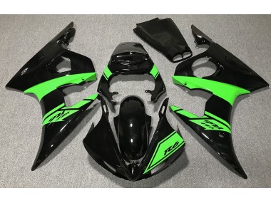 2003-2004 Negro Brillante & Verde R6 Carenado