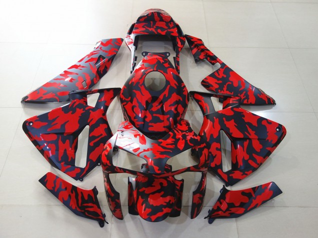 2003-2004 Negro Mate & Rojo Camuflaje CBR600RR Carenado