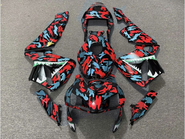 2003-2004 Rojo & Azul Camuflaje CBR600RR Carenado