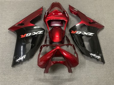 2003-2004 Rojo Brillante & Negro ZX6R Carenado