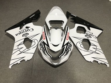 2004-2005 Estilo Corona En Blanco & Negro Brillante GSXR 600-750 Carenado