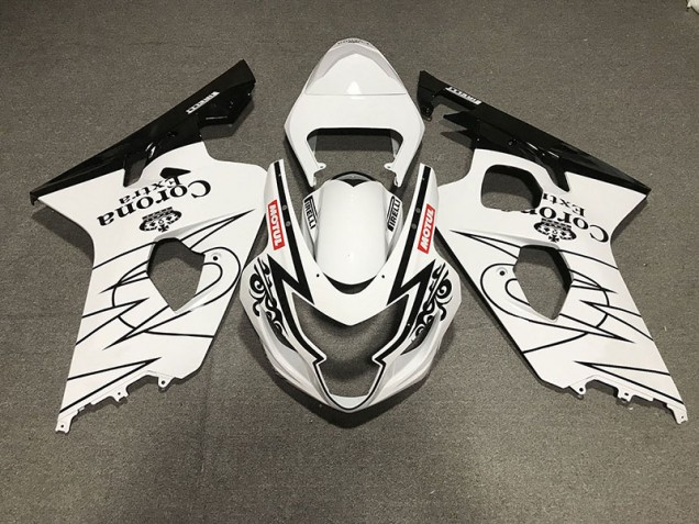 2004-2005 Estilo Corona En Blanco & Negro Brillante GSXR 600-750 Carenado