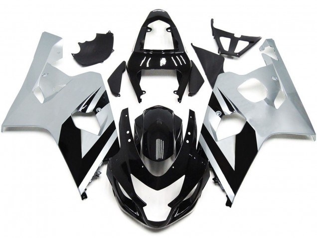2004-2005 Estilo Plateado & Negro Brillante OEM GSXR 600-750 Carenado