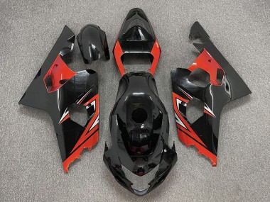 2004-2005 Negro Brillante & Rojo GSXR 600-750 Carenado