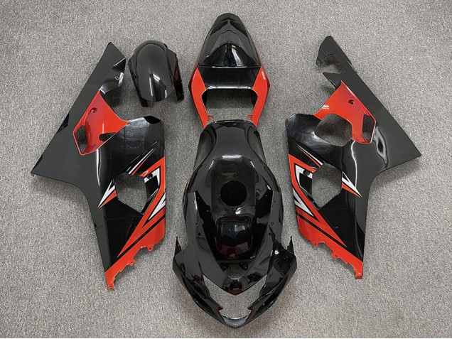 2004-2005 Negro Brillante & Rojo GSXR 600-750 Carenado