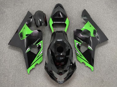 2004-2005 Negro Brillante & Verde GSXR 600-750 Carenado