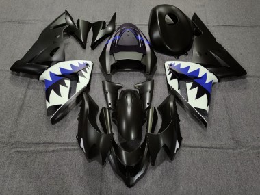 2004-2005 Tiburón Negro Mate & Azul Oscuro ZX10R Carenado