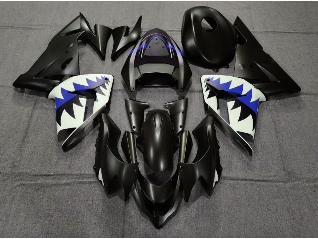 2004-2005 Tiburón Negro Mate & Azul Oscuro ZX10R Carenado