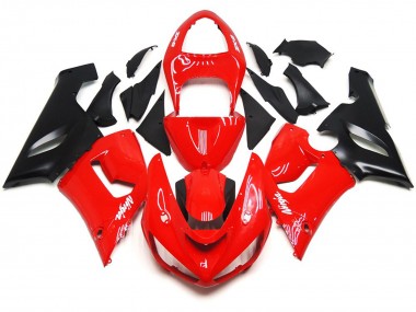 2005-2006 Calcomanías Lisas En Rojo & Blanco Brillante ZX6R Carenado