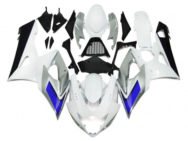 2005-2006 Estilo Blanco Brillante Con Toques Plateados & Azul GSXR 1000 Carenado