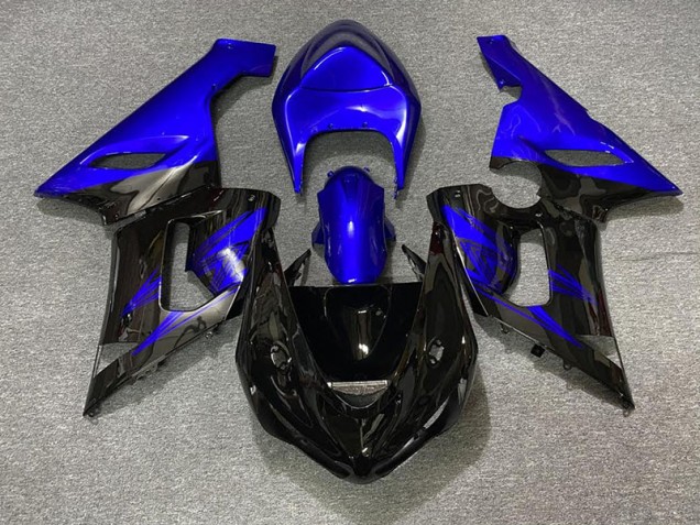 2005-2006 Negro Brillante & Azul ZX6R Carenado