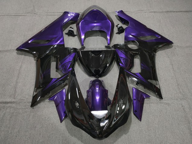 2005-2006 Negro Brillante & Morado ZX6R Carenado