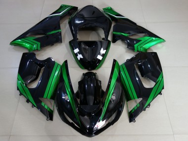 2005-2006 Negro Brillante & Verde Eléctrico ZX6R Carenado
