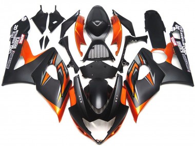 2005-2006 Negro & Naranja Mate & Brillante Personalizados GSXR 1000 Carenado