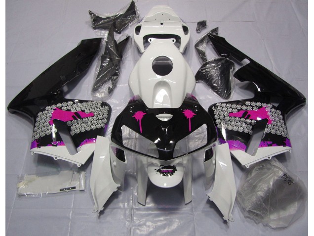 2005-2006 Salpicadura Rosa Sobre Negro Brillante CBR600RR Carenado