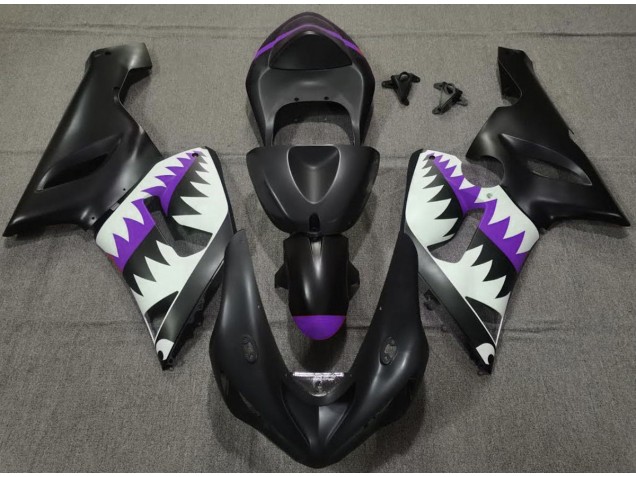 2005-2006 Tiburón Negro Mate & Morado ZX6R Carenado