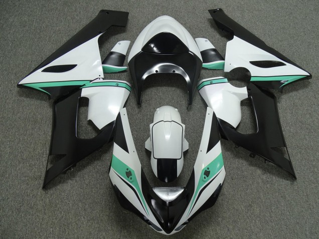 2005-2006 Verde Azulado Blanco & Negro ZX6R Carenado