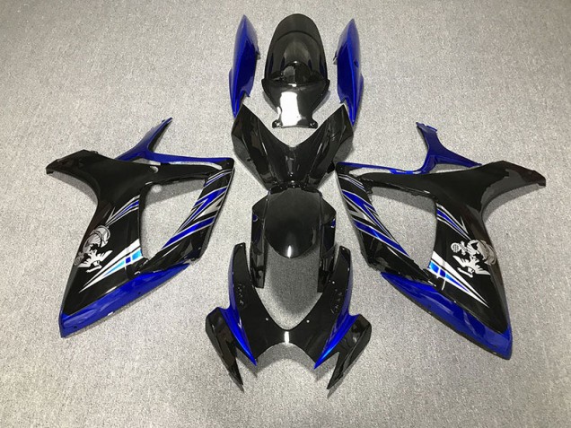 2006-2007 Azul Brillante & Negro Personalizado GSXR 600-750 Carenado