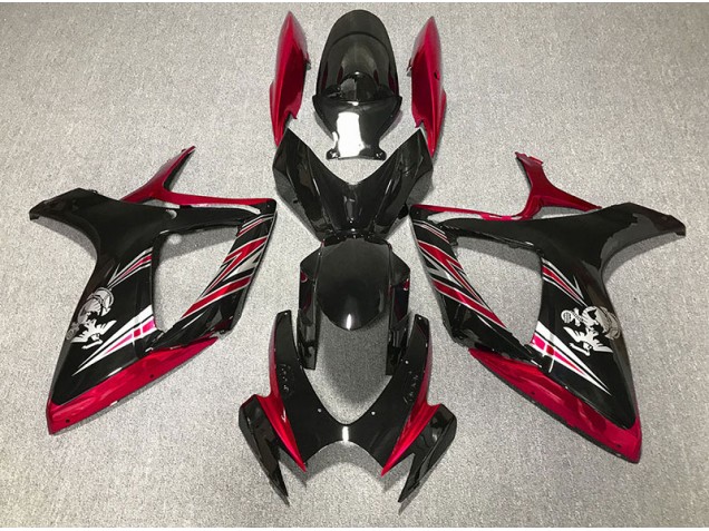 2006-2007 Diseño Rojo Brillante & Negro GSXR 600-750 Carenado