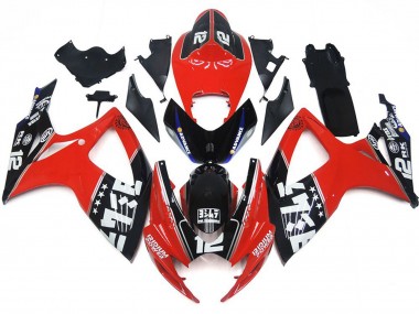2006-2007 Logotipos Rojos & Negros Personalizados GSXR 600-750 Carenado