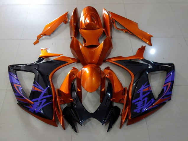 2006-2007 Naranja Vibrante & Negro Brillante GSXR 600-750 Carenado