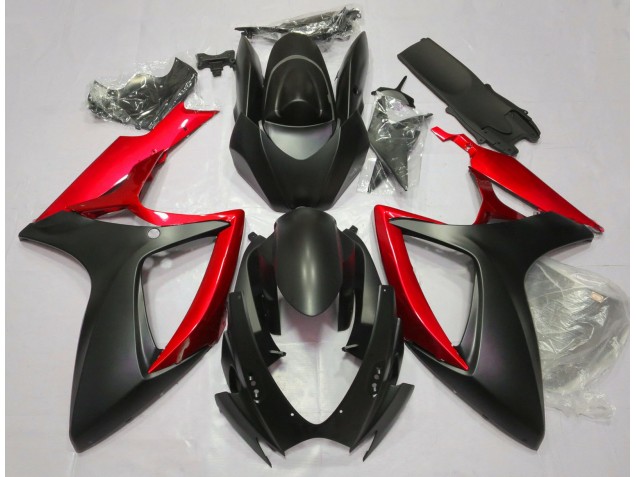 2006-2007 Negro Mate & Rojo GSXR 600-750 Carenado
