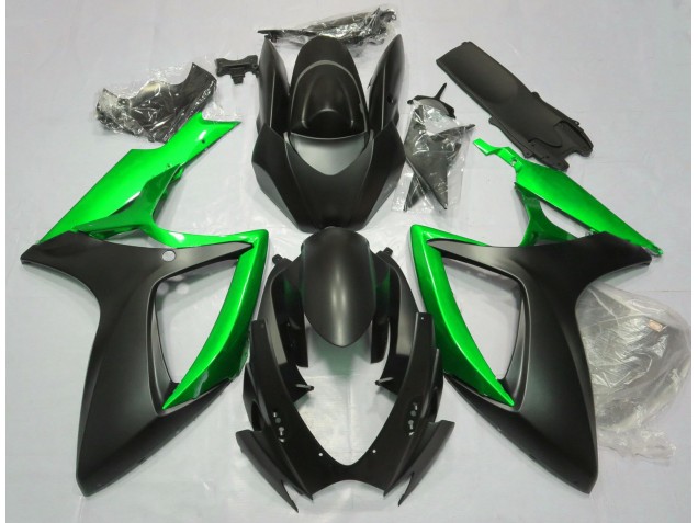 2006-2007 Negro Mate & Verde GSXR 600-750 Carenado