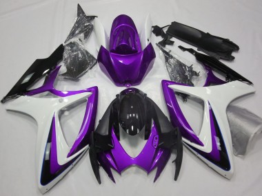 2006-2007 Púrpura & Blanco Debadged GSXR 600-750 Carenado