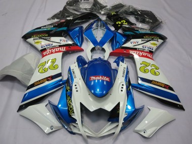 2007-2008 22 Blanco & Azul GSXR 1000 Carenado