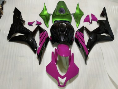 2007-2008 Acentos En Negro Brillante Rosa & Verde CBR600RR Carenado