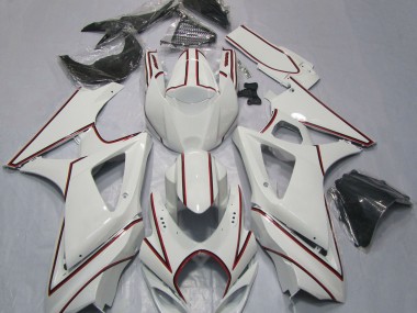 2007-2008 Blanco Con Raya Diplomática Roja GSXR 1000 Carenado