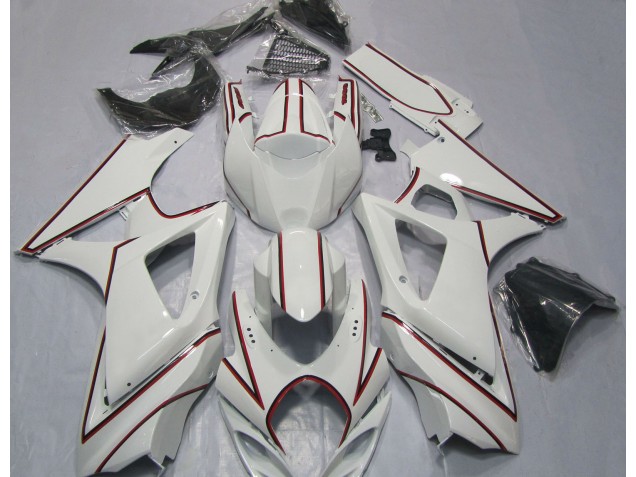 2007-2008 Blanco Con Raya Diplomática Roja GSXR 1000 Carenado