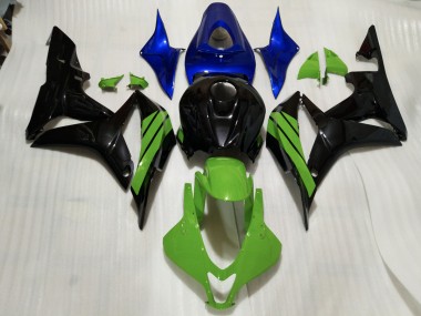 2007-2008 Detalles En Negro Brillante & Verde & Azul CBR600RR Carenado