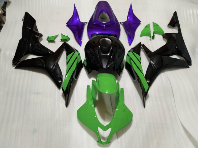 2007-2008 Detalles En Negro Brillante Verde & Morado CBR600RR Carenado