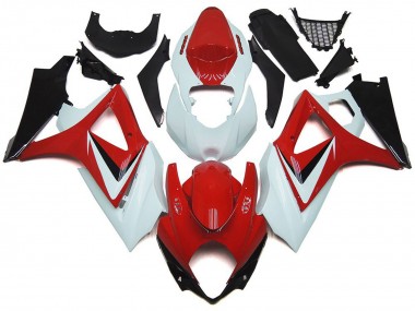 2007-2008 Estilo Rojo Brillante Con Blanco OEM GSXR 1000 Carenado