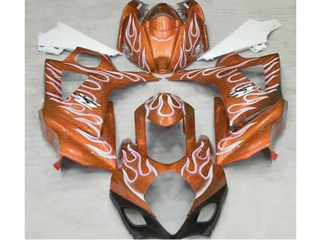 2007-2008 Naranja Brillante & Blanco Llama GSXR 1000 Carenado