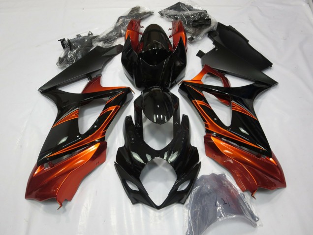 2007-2008 Naranja Quemado & Negro GSXR 1000 Carenado