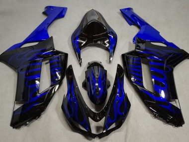 2007-2008 Negro Brillante & Azul Llama ZX6R Carenado