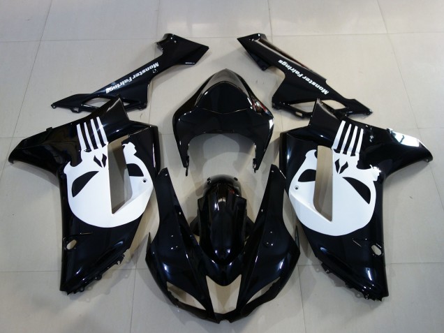 2007-2008 Negro Brillante & Calavera ZX6R Carenado