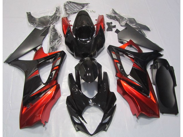 2007-2008 Negro Brillante & Rojo GSXR 1000 Carenado