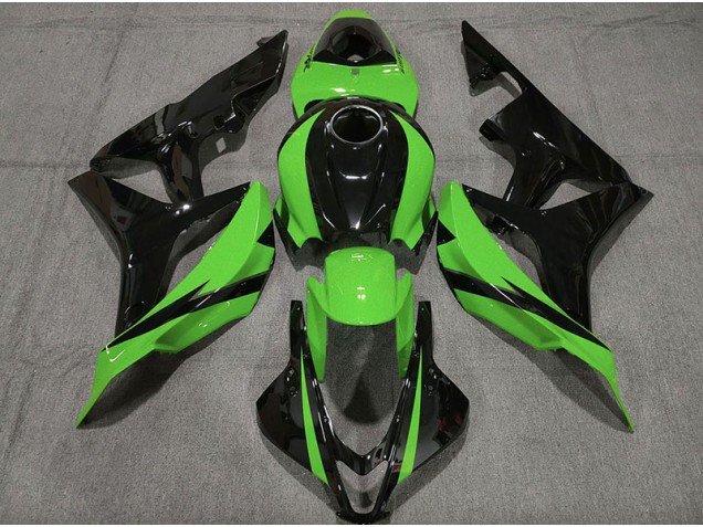 2007-2008 Negro Brillante & Verde CBR600RR Carenado