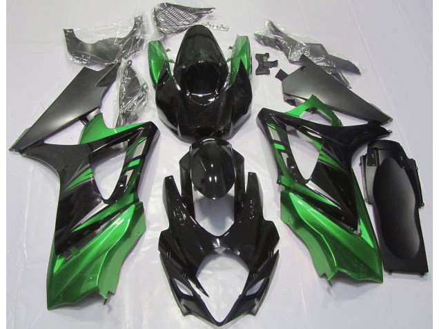 2007-2008 Negro Brillante & Verde GSXR 1000 Carenado