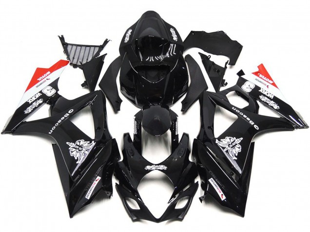 2007-2008 Negro Personalizado Con Un Toque De Blanco & Rojo GSXR 1000 Carenado
