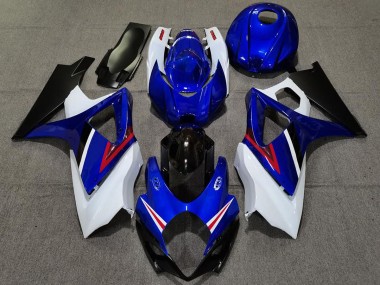 2007-2008 OEM Estilo Azul Brillante & Blanco GSXR 1000 Carenado